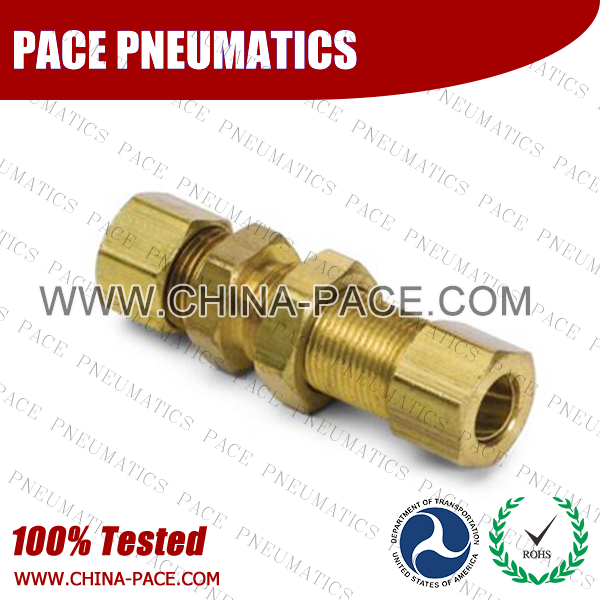 Bulkhead Union Compression fittings, Brass connectors, Brass Pipe Joint Fittings, Pneumatic Fittings, Air Fittings